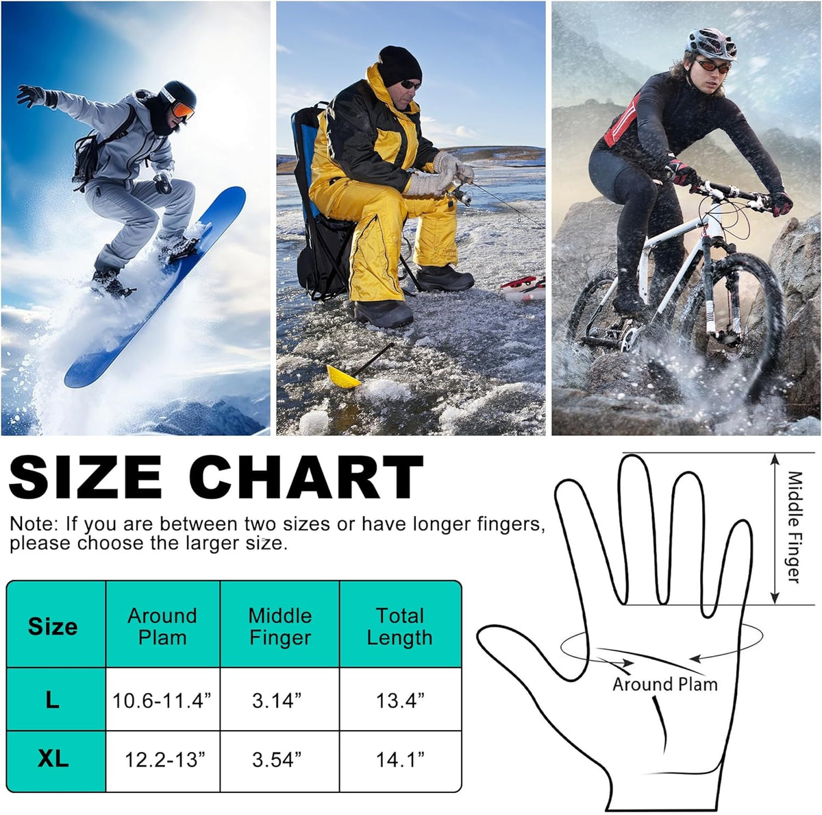 Electric Rechargeable Battery Power Waterproof Touchscreen Heated Gloves for Men Women, 3 Heating Temperature Adjustable Thermal Gloves for Skiing Hunting Fishing Camping Cycling