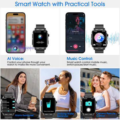 H5 Smart Watch with Bluetooth Call, IP68 Waterproof Fitness Tracker for Women and Men, Beige