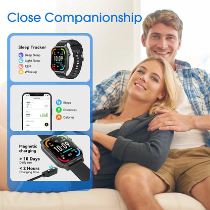 H5 Smart Watch with Bluetooth Call, IP68 Waterproof Fitness Tracker for Women and Men, Beige