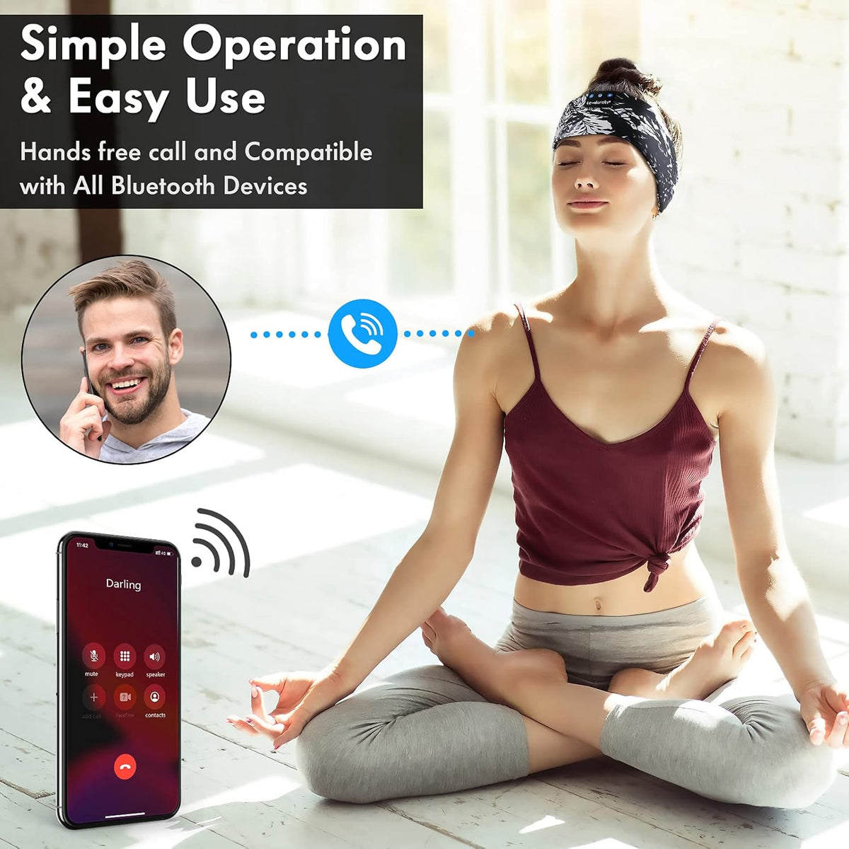 Sleep Headphones Bluetooth 5.4, Headband Earphones Wireless, Sleep Mask for Sleeping, Sports, Gifts, Workout, Jogging, Yoga,Insomnia, Air Travel, Meditation