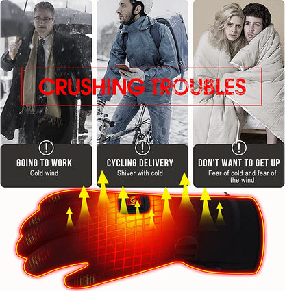 Electric Rechargeable Battery Power Waterproof Touchscreen Heated Gloves for Men Women, 3 Heating Temperature Adjustable Thermal Gloves for Skiing Hunting Fishing Camping Cycling