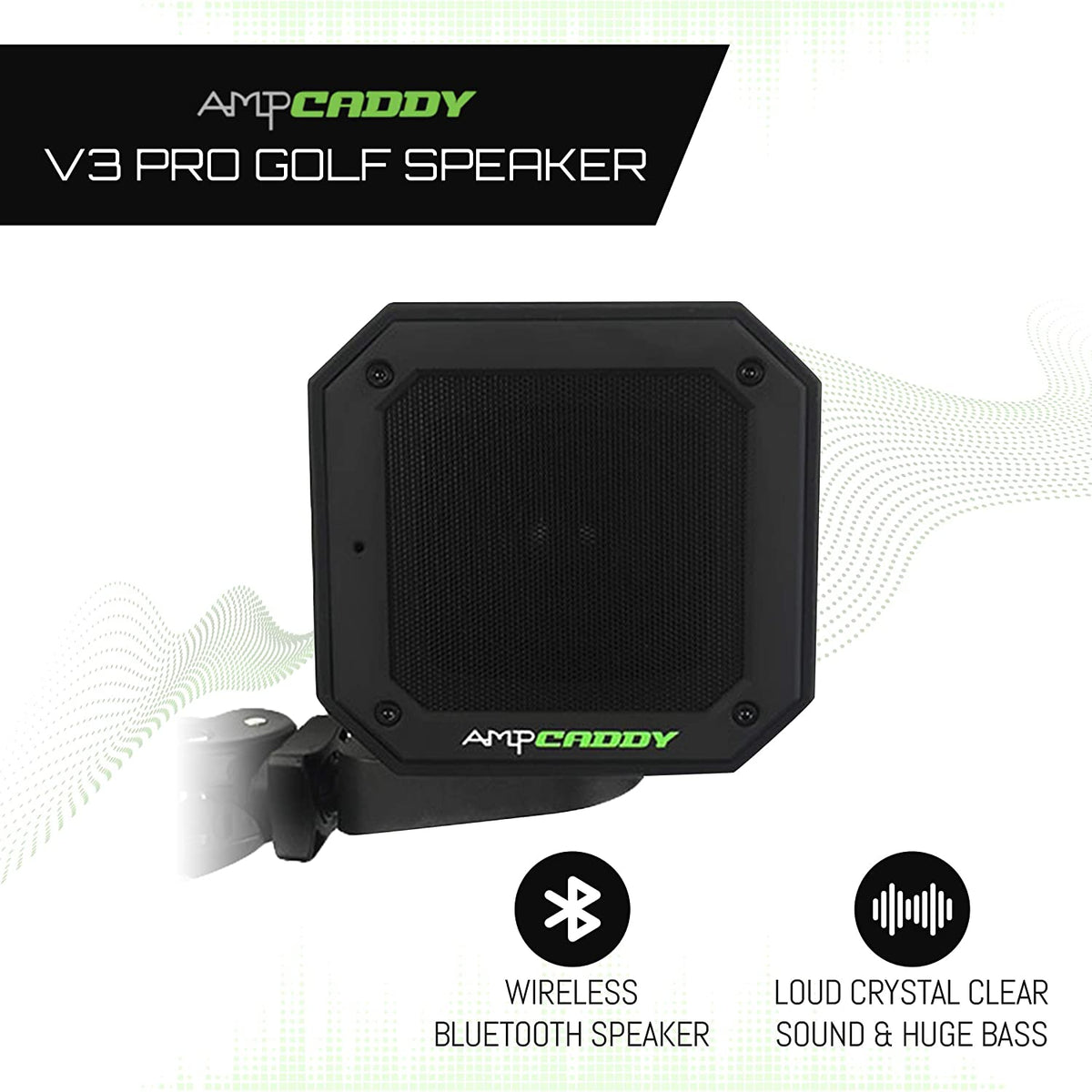 Golf Bluetooth Speaker with Mount, Bluetooth Speaker and Mount with Loud Stereo Sound and Bass Boost, Extended Playtime and Range (V3 Pro - 15 Watts)