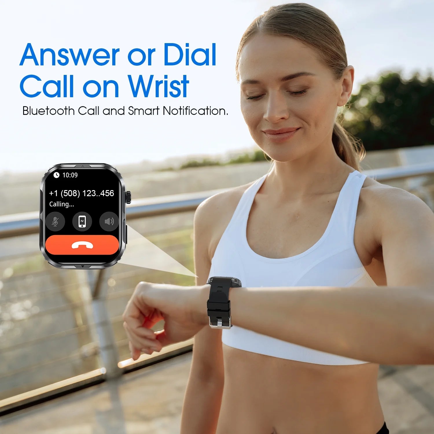 H5 Smart Watch with Bluetooth Call, IP68 Waterproof Fitness Tracker for Women and Men, Beige