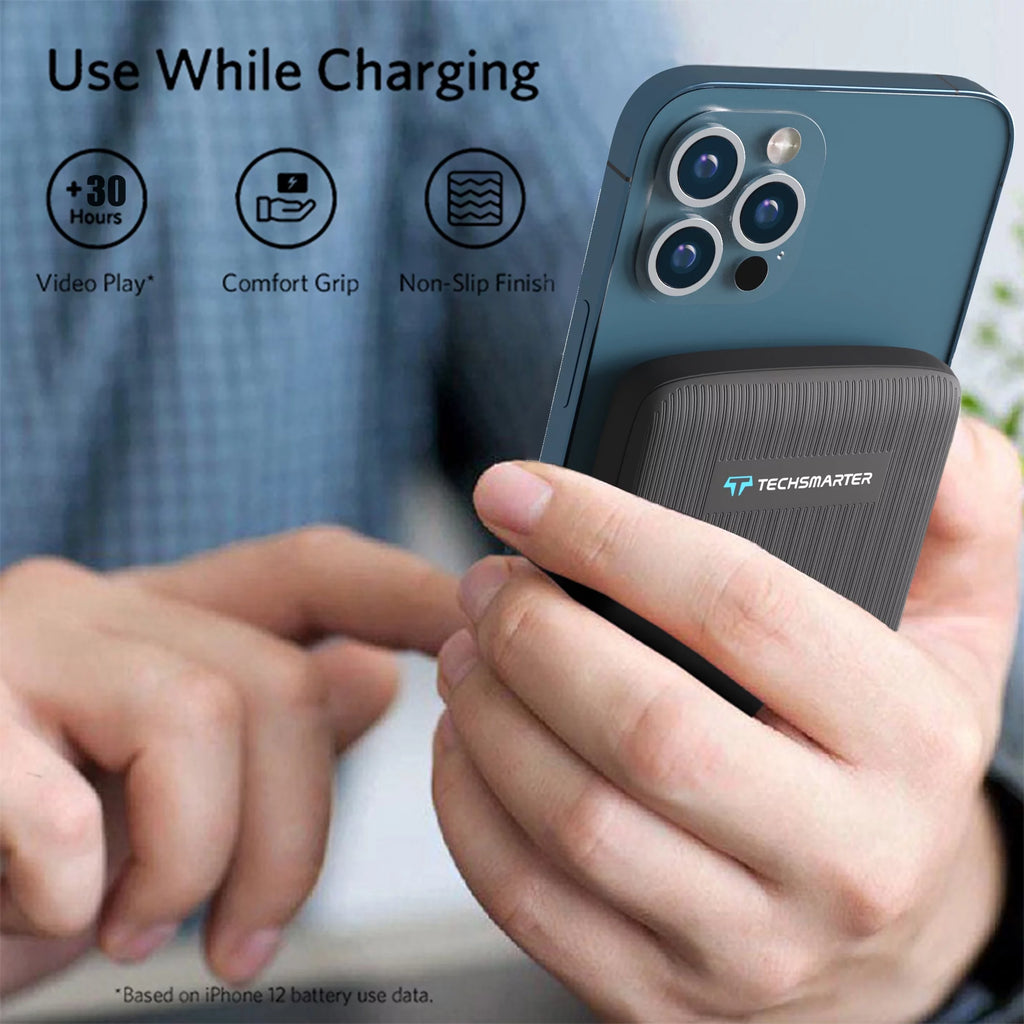 Magnetic 10000Mah Wireless Power Bank, 18W USB-C PD Portable Charger. Compatible with Iphone 14, 13, 12 Only