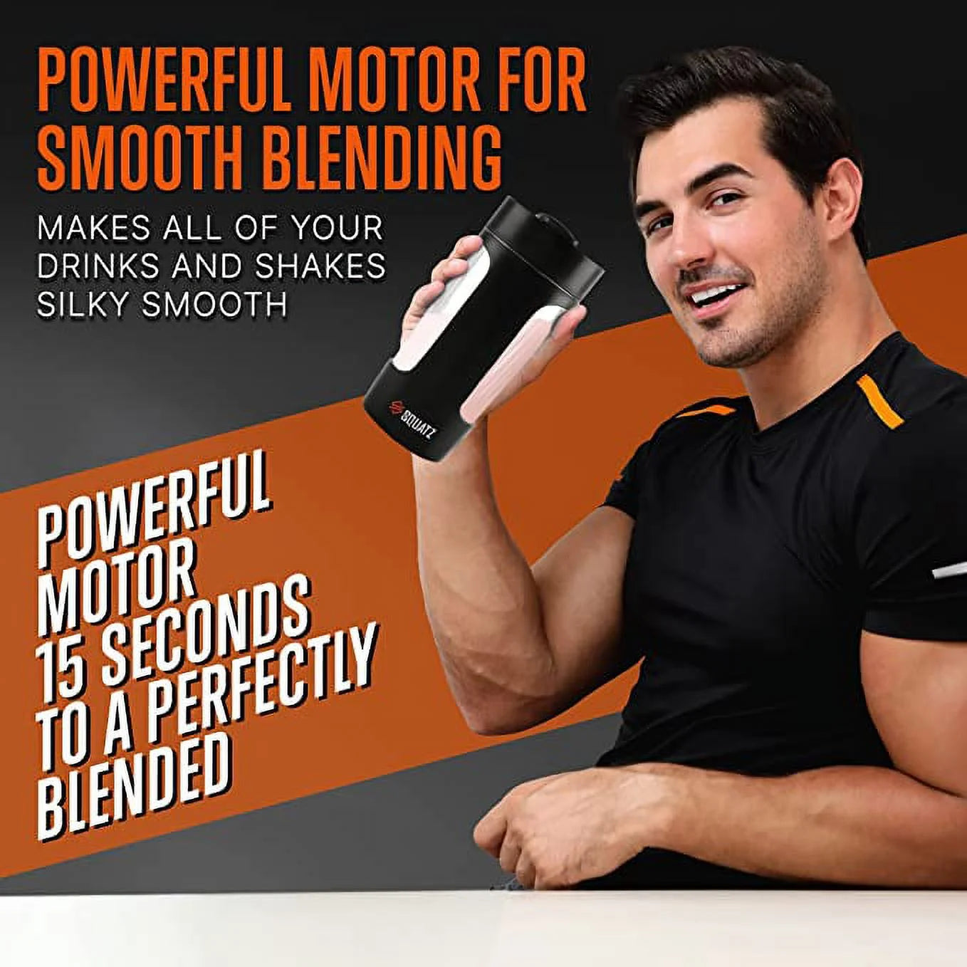 22Oz Electric Shaker Bottle Automatic Blending Flask for Protein Usb-Rechargeable (Black)