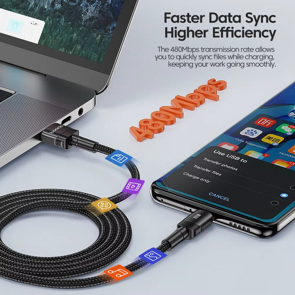 USB Type C Cable Fast Charging USB C Charger Cord for Iphone 15 14 13 12 11 Huawei P40 P30 Realme Oppo Oneplus Power Bank