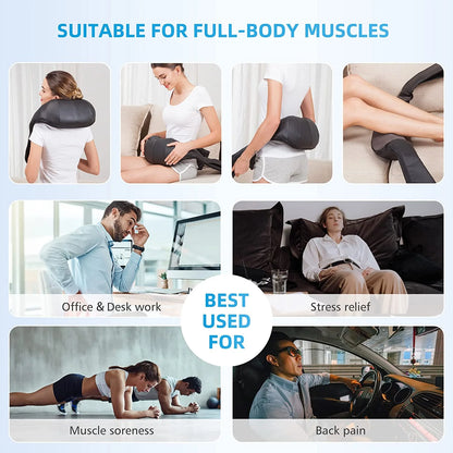 Shiatsu Shoulder Neck Massager with Heat, 4D Deep Kneading Back Massager for Men Women