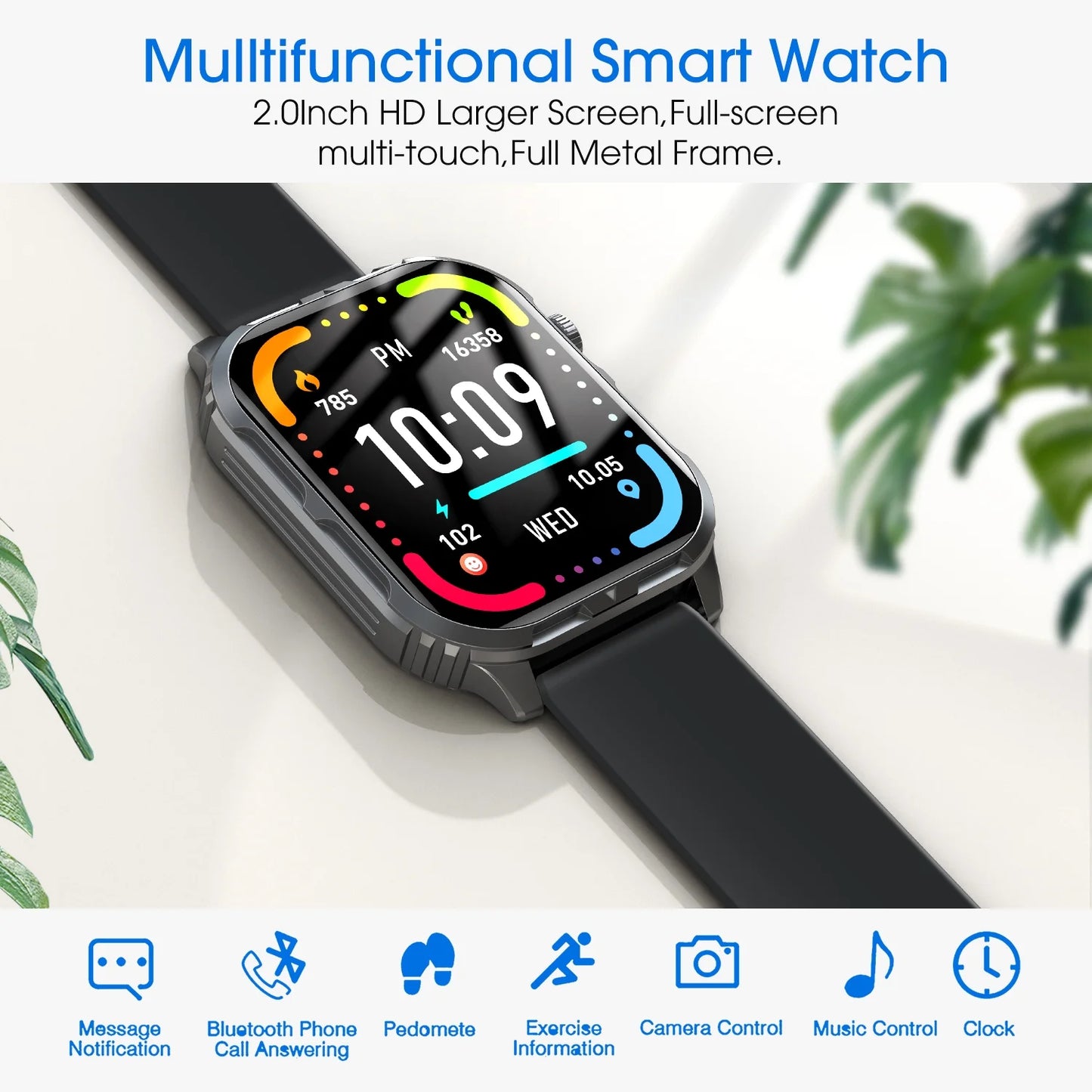 H5 Smart Watch with Bluetooth Call, IP68 Waterproof Fitness Tracker for Women and Men, Beige