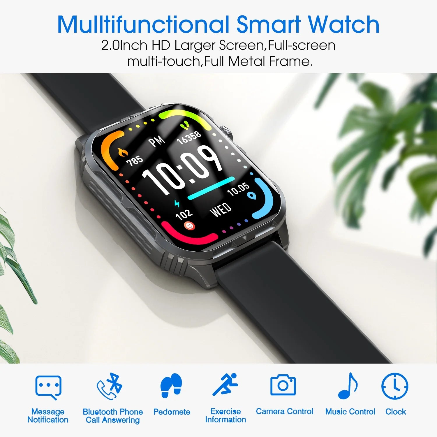 H5 Smart Watch with Bluetooth Call, IP68 Waterproof Fitness Tracker for Women and Men, Beige