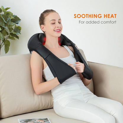 Shiatsu Shoulder Neck Massager with Heat, 4D Deep Kneading Back Massager for Men Women